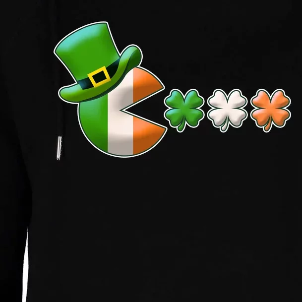 St Patrick's Day Irish Flag Pac Man Shamrocks Womens Funnel Neck Pullover Hood