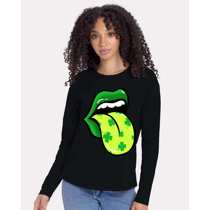 St Patricks Day Irish Lips Womens Cotton Relaxed Long Sleeve T-Shirt