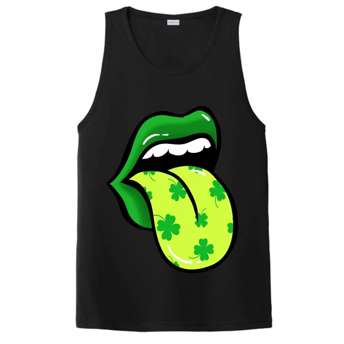 St Patricks Day Irish Lips Performance Tank