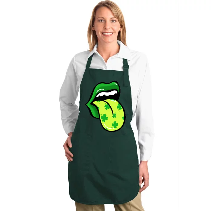 St Patricks Day Irish Lips Full-Length Apron With Pocket