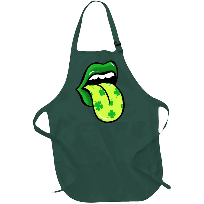 St Patricks Day Irish Lips Full-Length Apron With Pocket