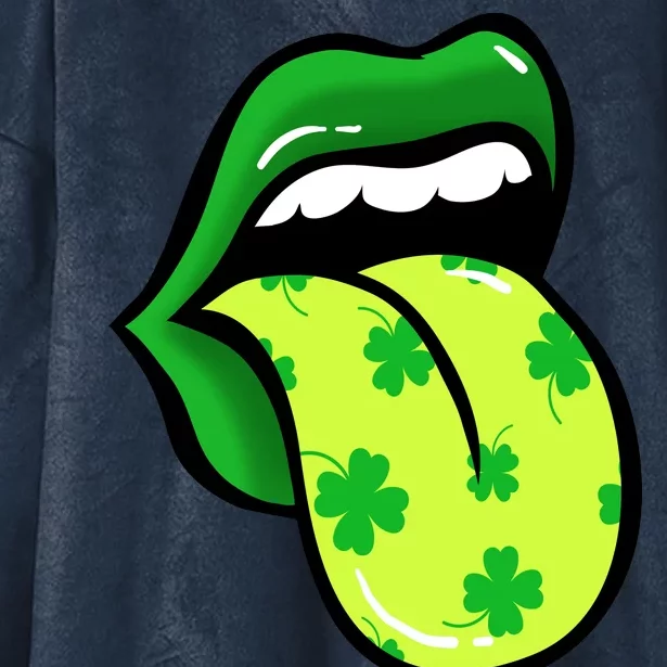 St Patricks Day Irish Lips Hooded Wearable Blanket