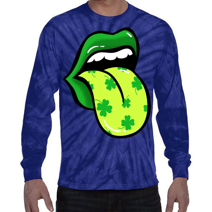 St Patricks Day Irish Lips Tie-Dye Long Sleeve Shirt