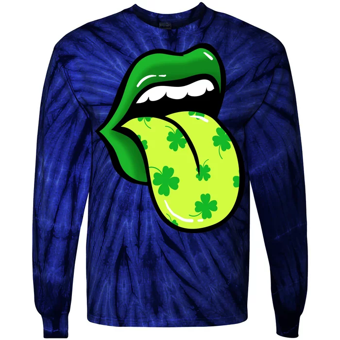 St Patricks Day Irish Lips Tie-Dye Long Sleeve Shirt