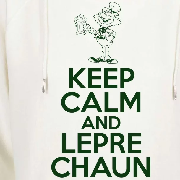 St Patrick's Day Keep Calm And Lepre Chaun Womens Funnel Neck Pullover Hood