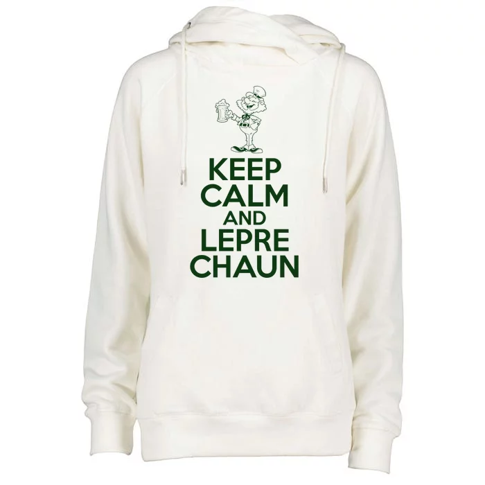 St Patrick's Day Keep Calm And Lepre Chaun Womens Funnel Neck Pullover Hood