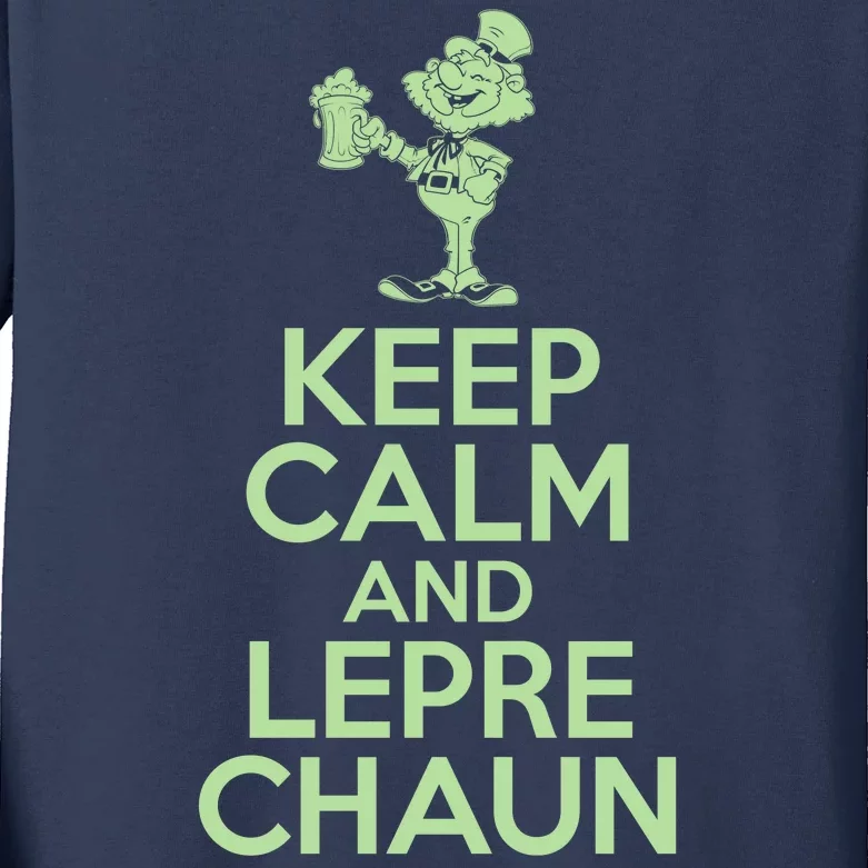 St Patrick's Day Keep Calm And Lepre Chaun Kids Long Sleeve Shirt