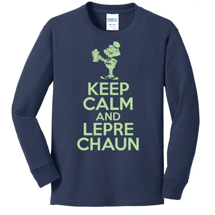 St Patrick's Day Keep Calm And Lepre Chaun Kids Long Sleeve Shirt