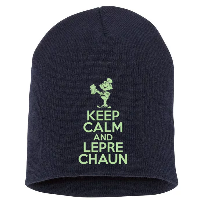 St Patrick's Day Keep Calm And Lepre Chaun Short Acrylic Beanie