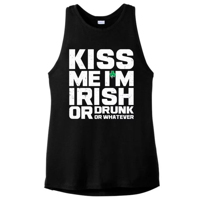 St Patrick's Day Kiss Me I'm Irish Or Drunk Or Whatever Ladies Tri-Blend Wicking Tank