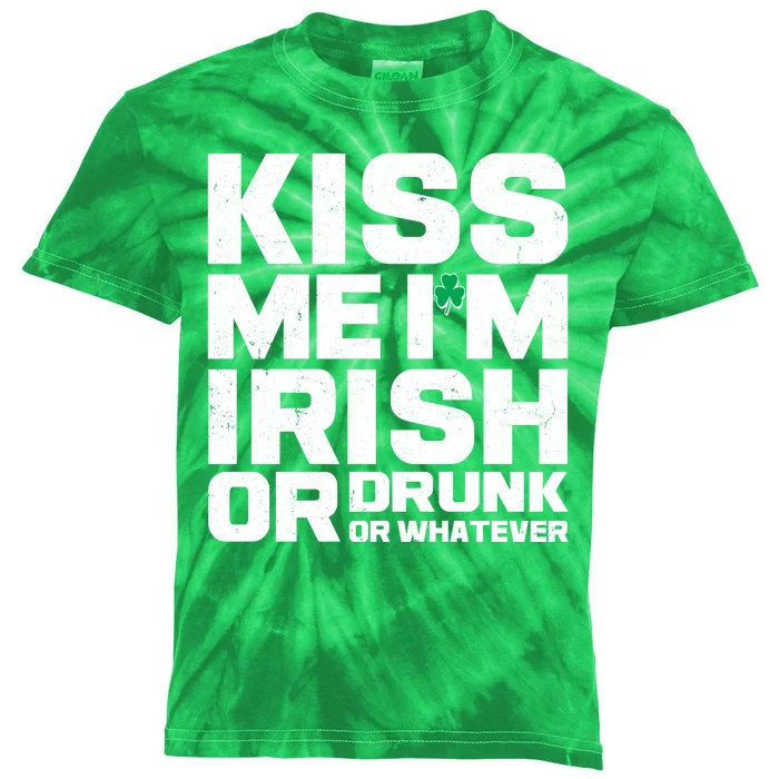 St Patrick's Day Kiss Me I'm Irish Or Drunk Or Whatever Kids Tie-Dye T-Shirt