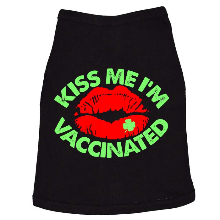 St Patrick's Day Kiss Me I'm Vaccinated Lipstick Shamrock Doggie Tank