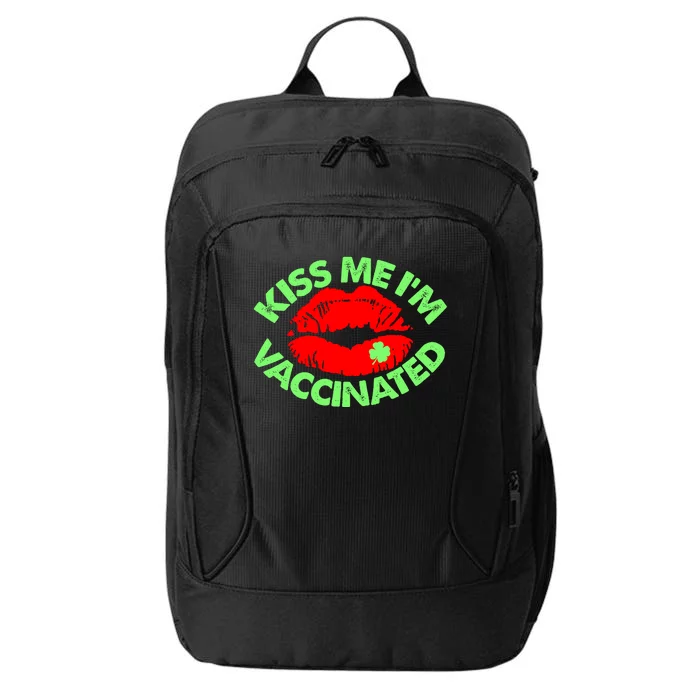 St Patrick's Day Kiss Me I'm Vaccinated Lipstick Shamrock City Backpack