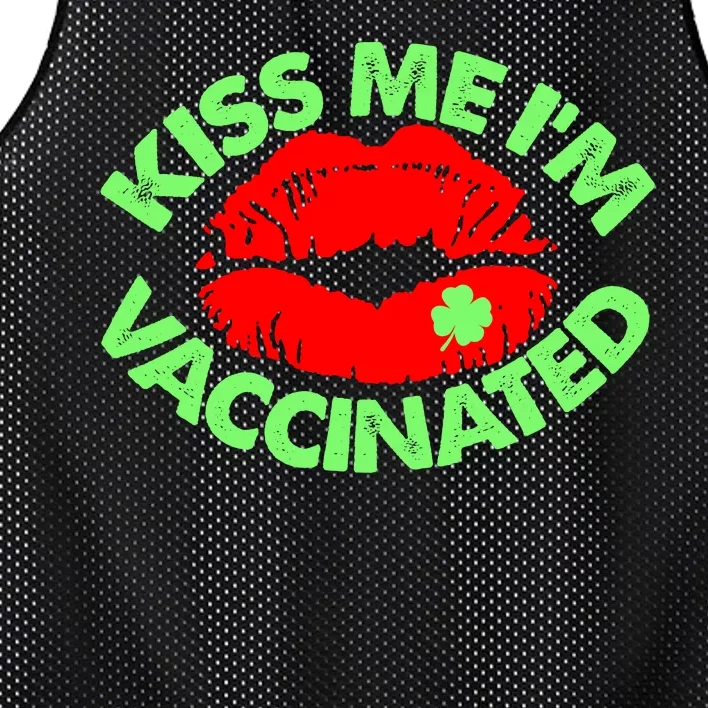 St Patrick's Day Kiss Me I'm Vaccinated Lipstick Shamrock Mesh Reversible Basketball Jersey Tank