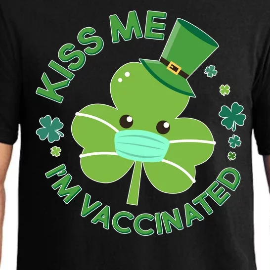 St Patrick's Day Kiss Me I'm Vaccinated Shamrock Pajama Set