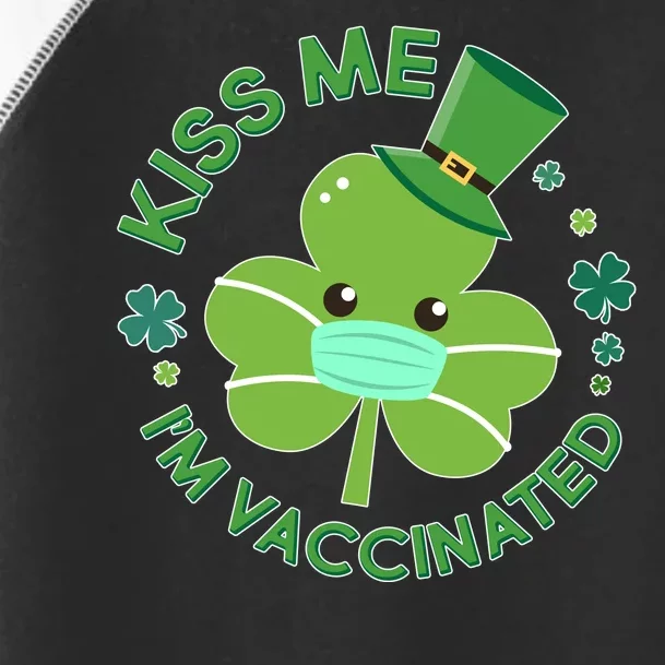 St Patrick's Day Kiss Me I'm Vaccinated Shamrock Toddler Fine Jersey T-Shirt