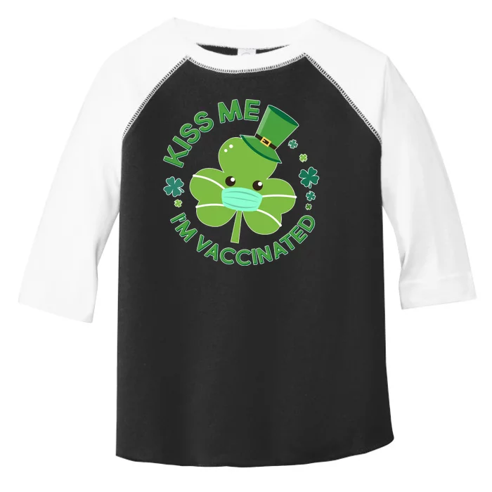 St Patrick's Day Kiss Me I'm Vaccinated Shamrock Toddler Fine Jersey T-Shirt