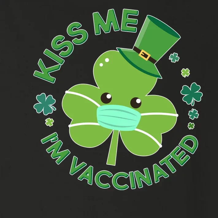 St Patrick's Day Kiss Me I'm Vaccinated Shamrock Toddler Long Sleeve Shirt