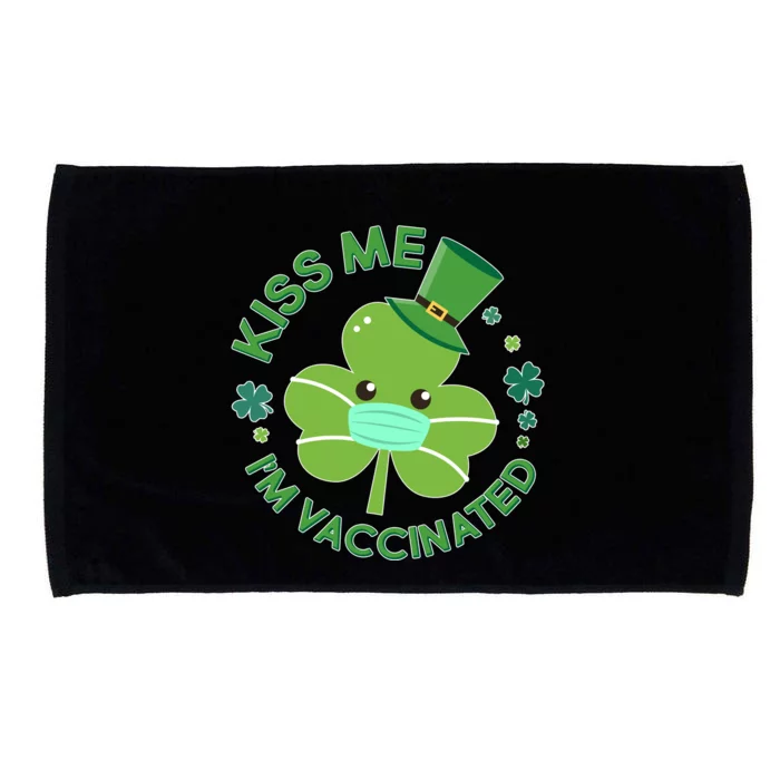 St Patrick's Day Kiss Me I'm Vaccinated Shamrock Microfiber Hand Towel