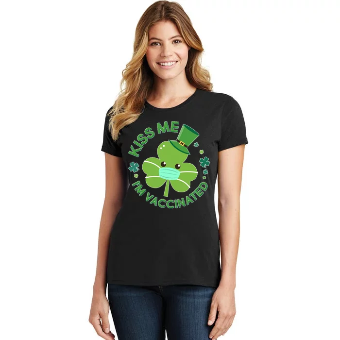 St Patrick's Day Kiss Me I'm Vaccinated Shamrock Women's T-Shirt