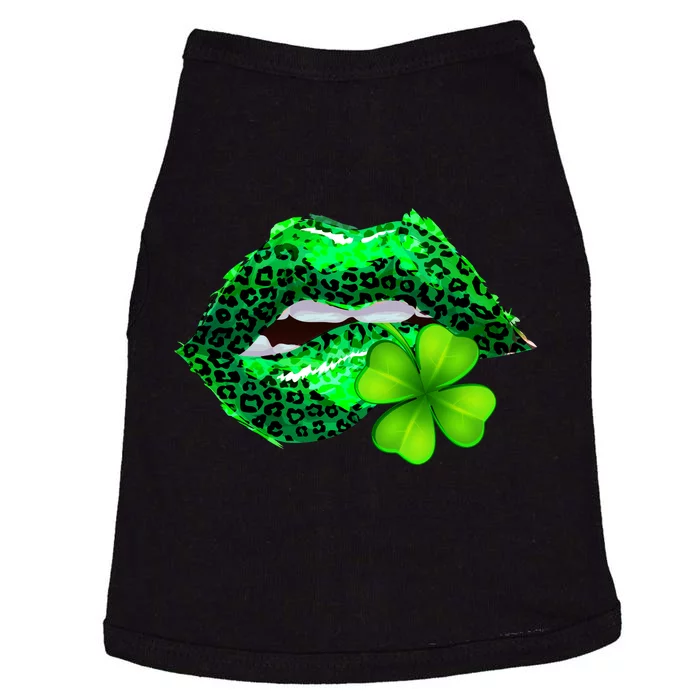 St Patrick's Day Leopard Print Lipstick Shamrock Doggie Tank