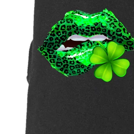 St Patrick's Day Leopard Print Lipstick Shamrock Doggie 3-End Fleece Hoodie