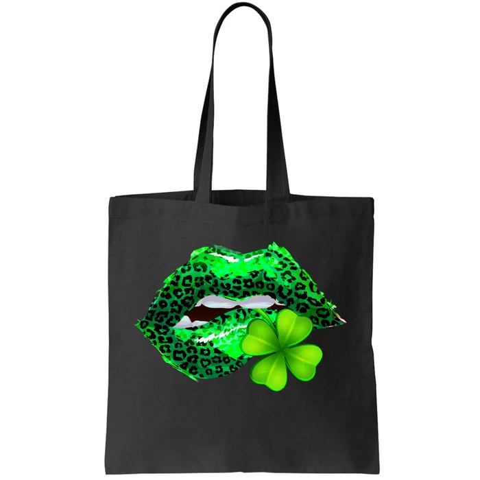 St Patrick's Day Leopard Print Lipstick Shamrock Tote Bag