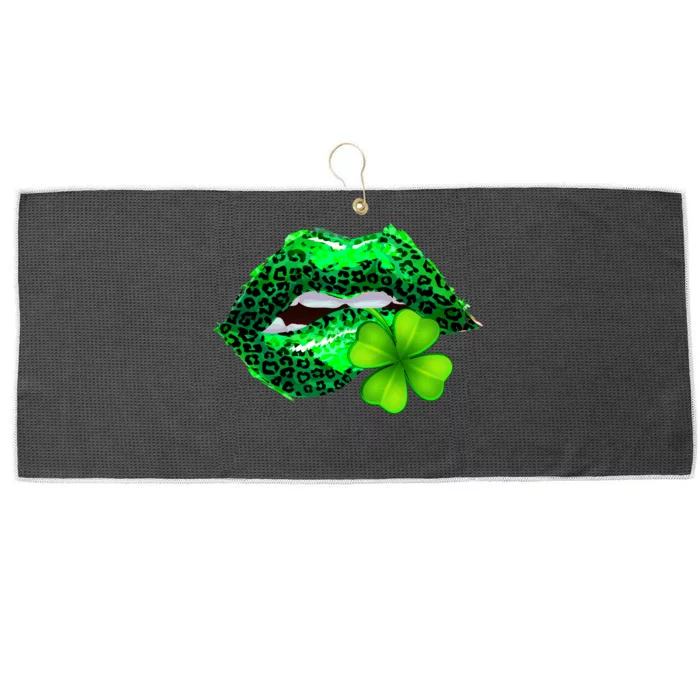 St Patrick's Day Leopard Print Lipstick Shamrock Large Microfiber Waffle Golf Towel