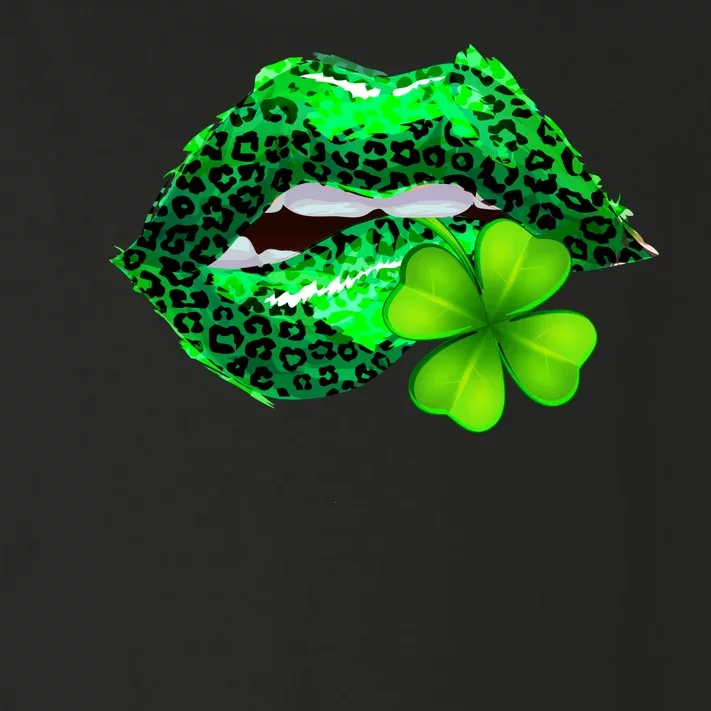 St Patrick's Day Leopard Print Lipstick Shamrock Toddler Long Sleeve Shirt