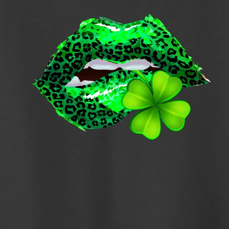 St Patrick's Day Leopard Print Lipstick Shamrock Toddler T-Shirt