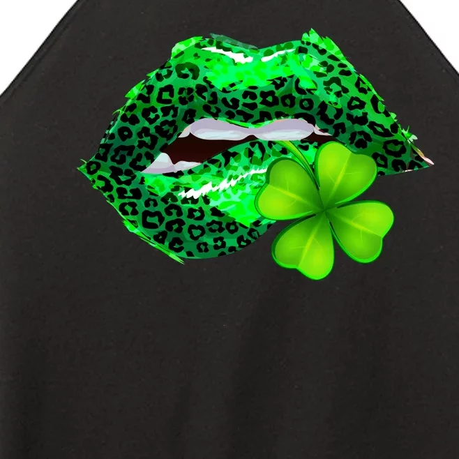 St Patrick's Day Leopard Print Lipstick Shamrock Women’s Perfect Tri Rocker Tank