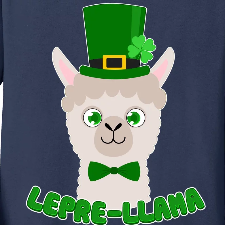 St Patrick's Day Lepre-Llama Kids Long Sleeve Shirt