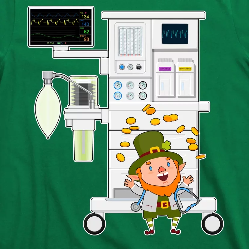 St Patrick's Day Leprechaun Anesthesia Machine T-Shirt