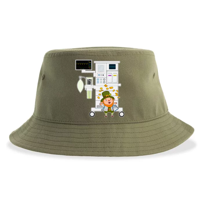 St Patrick's Day Leprechaun Anesthesia Machine Sustainable Bucket Hat