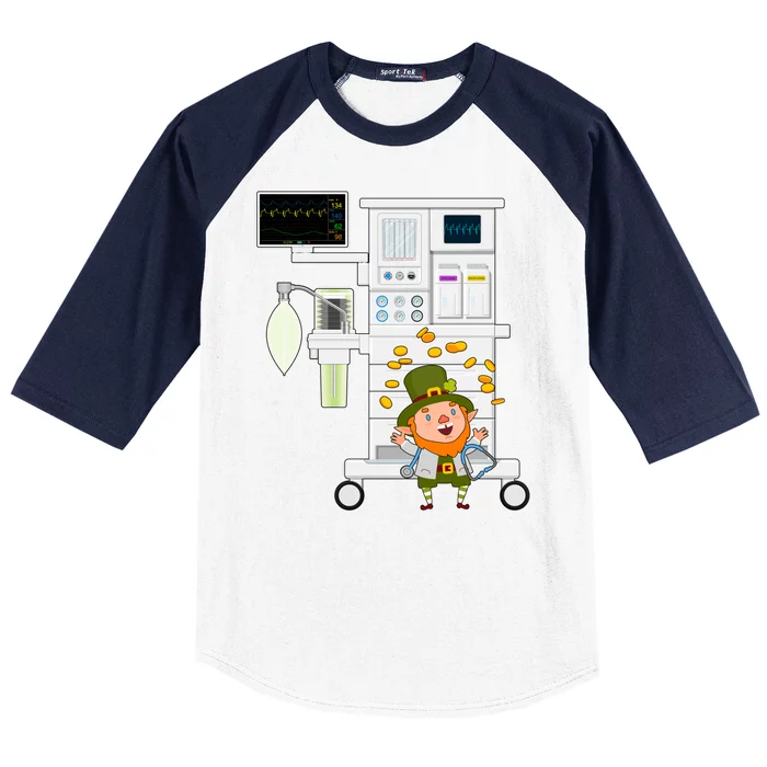 St Patrick's Day Leprechaun Anesthesia Machine Baseball Sleeve Shirt