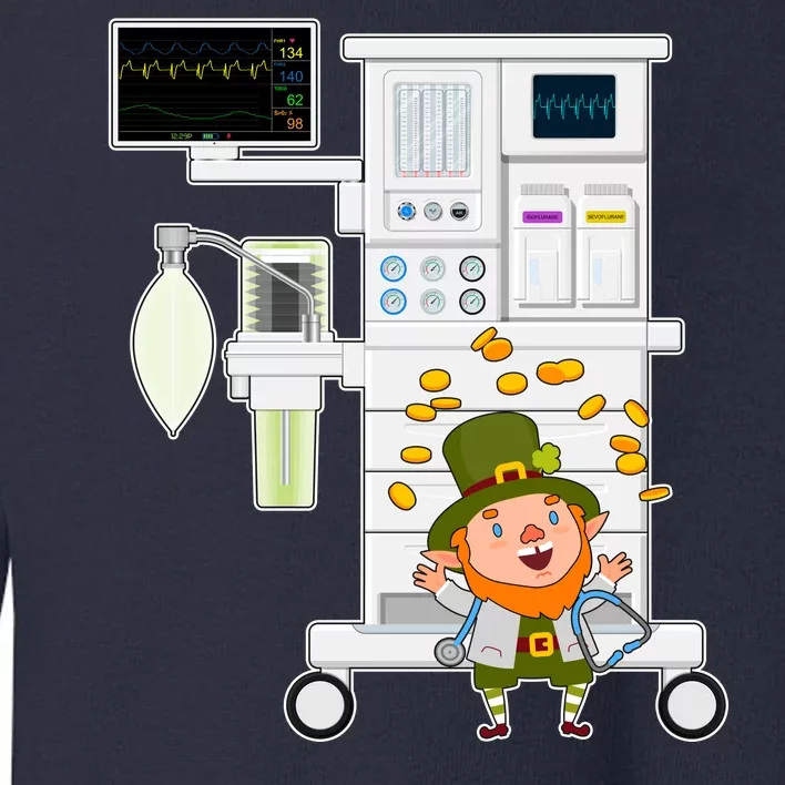 St Patrick's Day Leprechaun Anesthesia Machine Toddler Sweatshirt