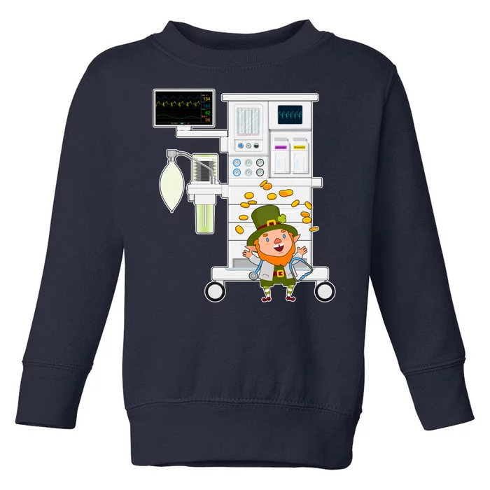 St Patrick's Day Leprechaun Anesthesia Machine Toddler Sweatshirt