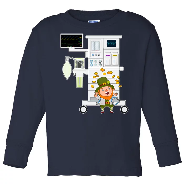 St Patrick's Day Leprechaun Anesthesia Machine Toddler Long Sleeve Shirt