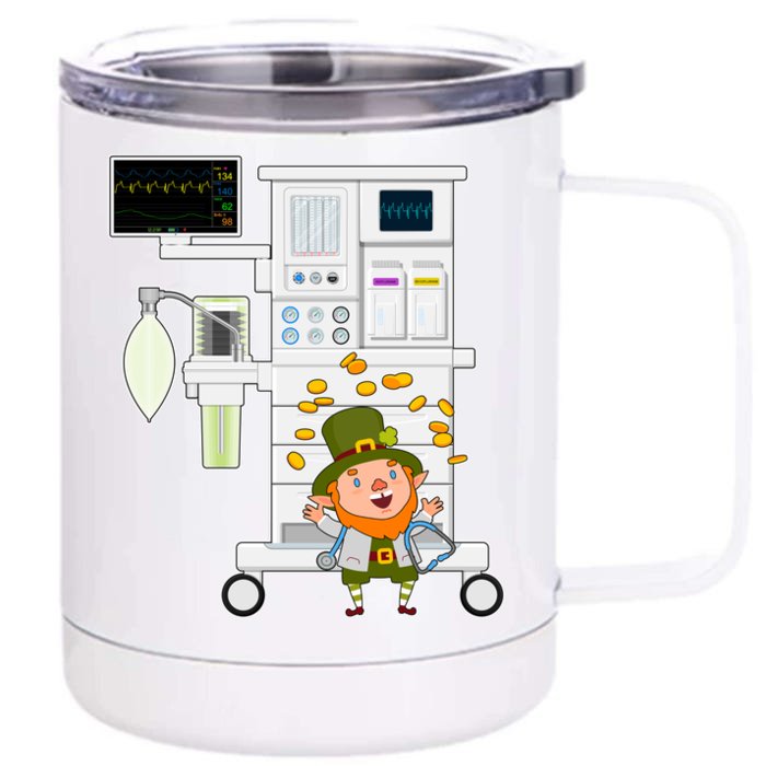 St Patrick's Day Leprechaun Anesthesia Machine Front & Back 12oz Stainless Steel Tumbler Cup