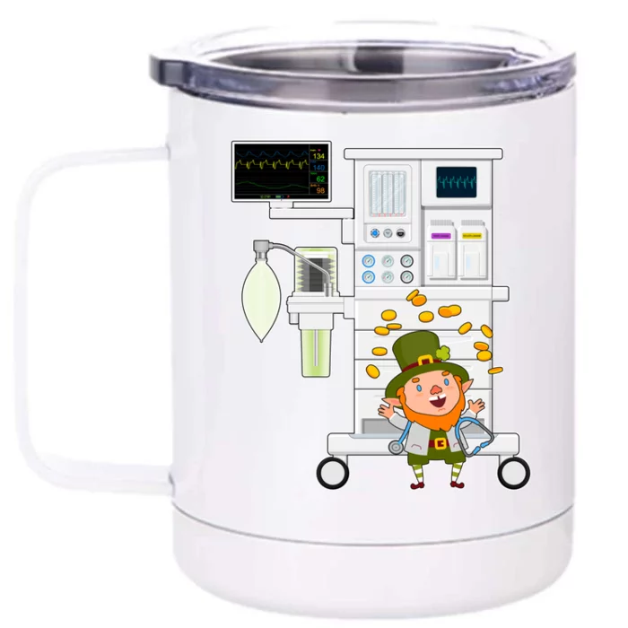 St Patrick's Day Leprechaun Anesthesia Machine Front & Back 12oz Stainless Steel Tumbler Cup