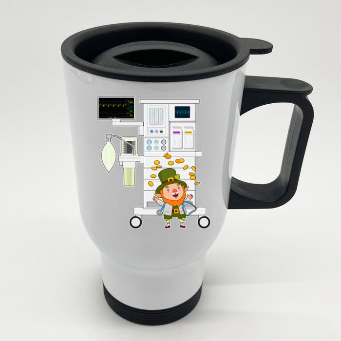 St Patrick's Day Leprechaun Anesthesia Machine Front & Back Stainless Steel Travel Mug