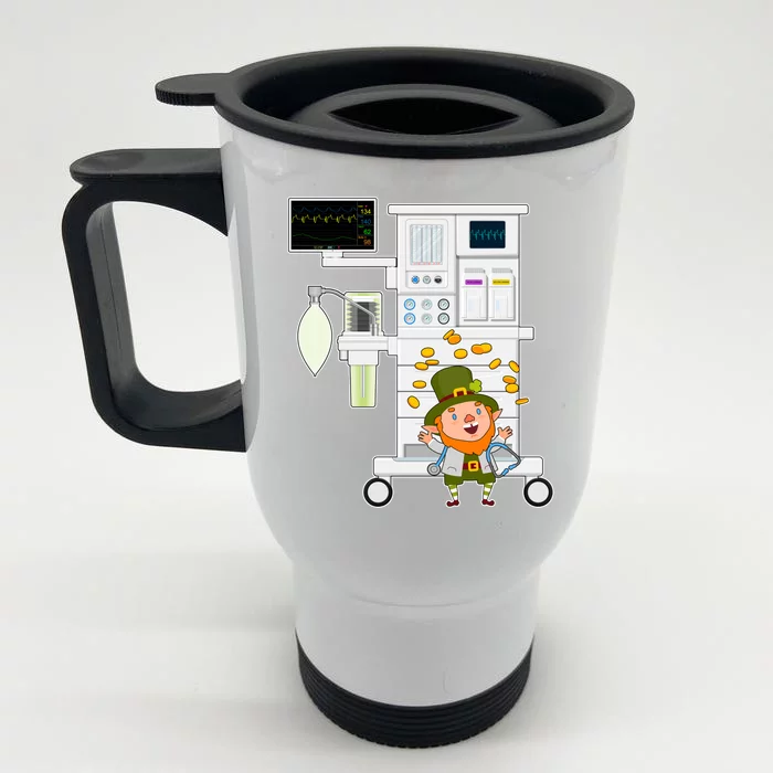 St Patrick's Day Leprechaun Anesthesia Machine Front & Back Stainless Steel Travel Mug