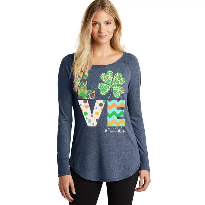 St Patrick's Day Love Teacher Life Women's Perfect Tri Tunic Long Sleeve Shirt