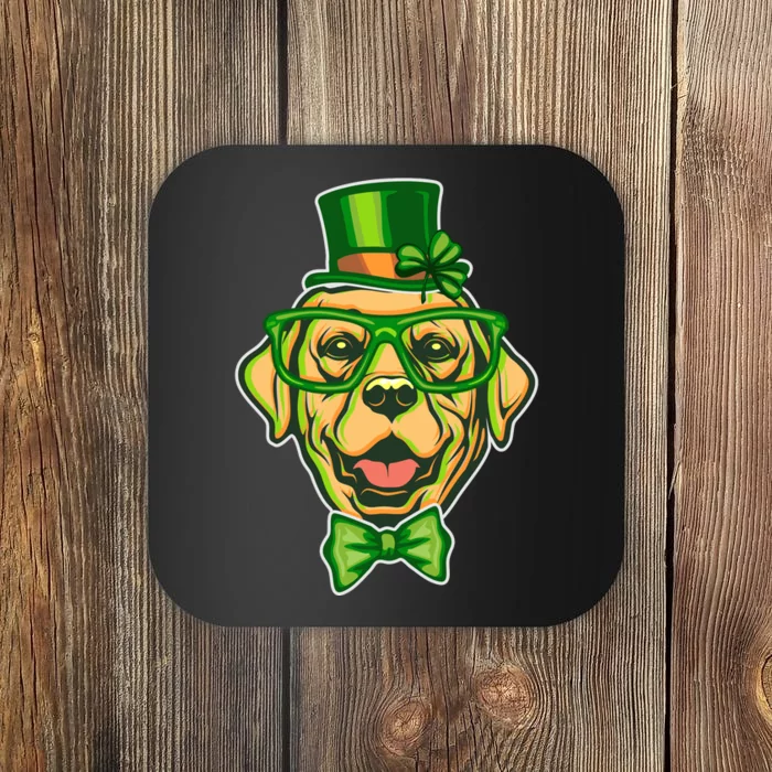 St Patrick's Day Lucky Golden Retriever Dog Coaster