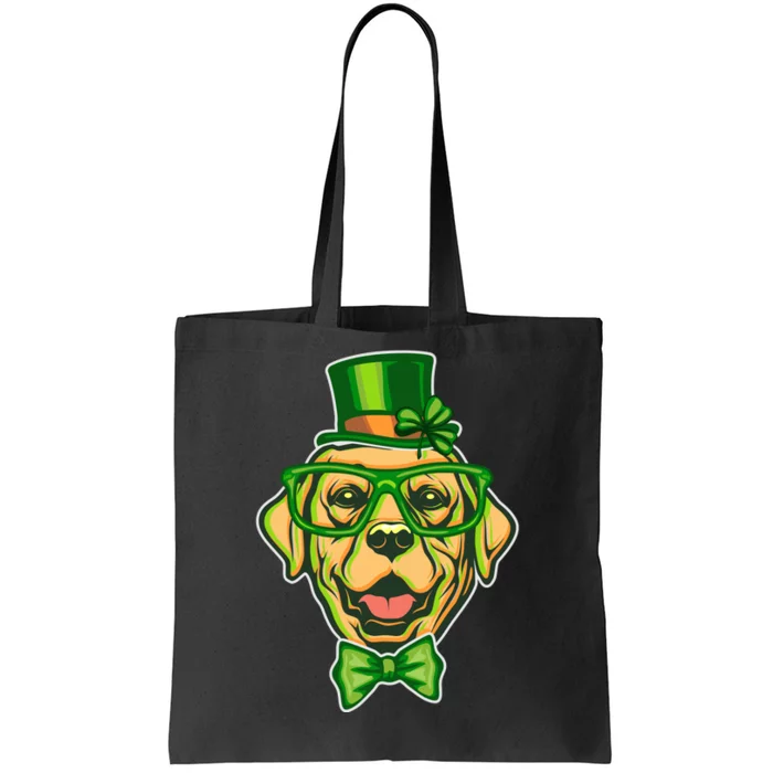 St Patrick's Day Lucky Golden Retriever Dog Tote Bag