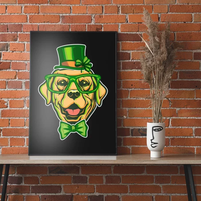 St Patrick's Day Lucky Golden Retriever Dog Poster