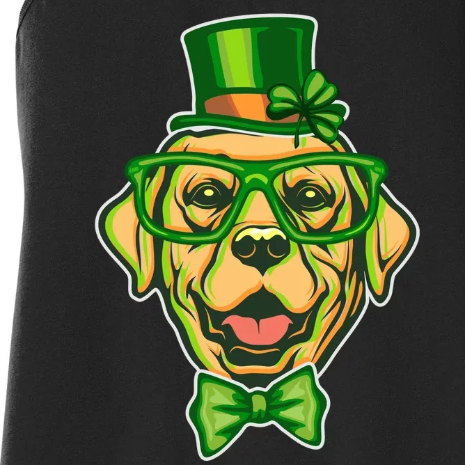 St Patrick's Day Lucky Golden Retriever Dog Women's Racerback Tank