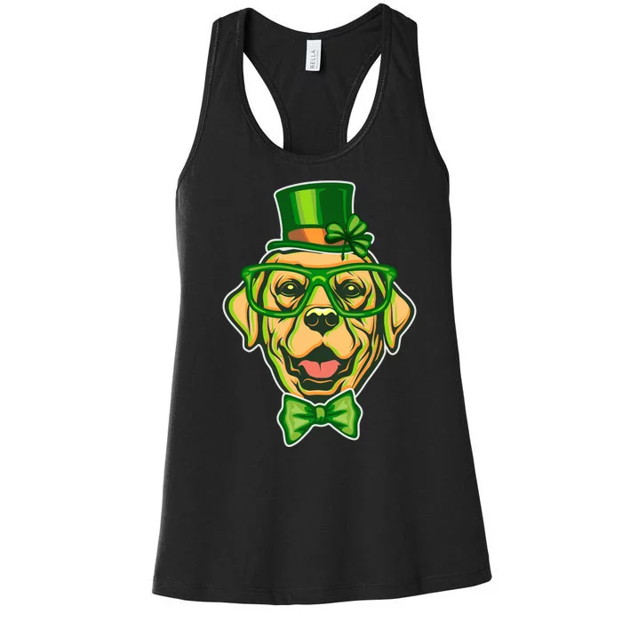 St Patrick's Day Lucky Golden Retriever Dog Women's Racerback Tank