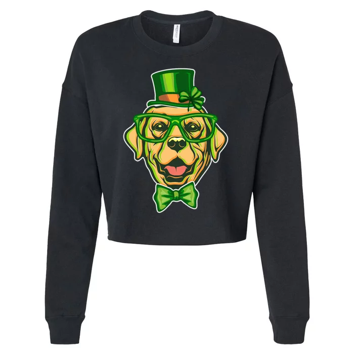 St Patrick's Day Lucky Golden Retriever Dog Cropped Pullover Crew