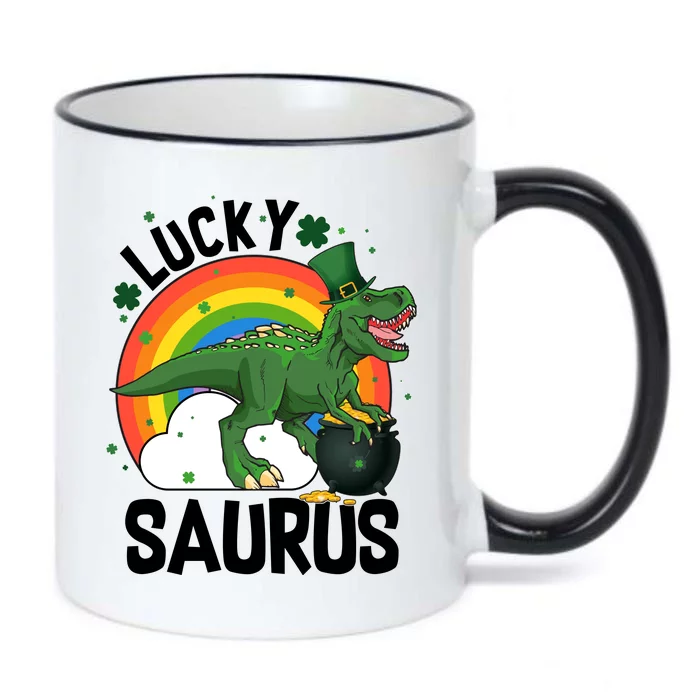 St Patrick's Day Lucky Saurus T-Rex With Pot Of Gold Black Color Changing Mug